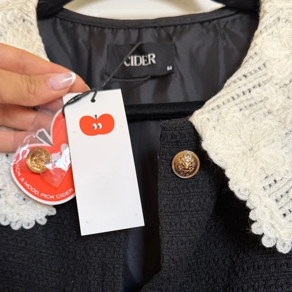 Cider Black Mini Dress with White Collar - Picture 2 of 3